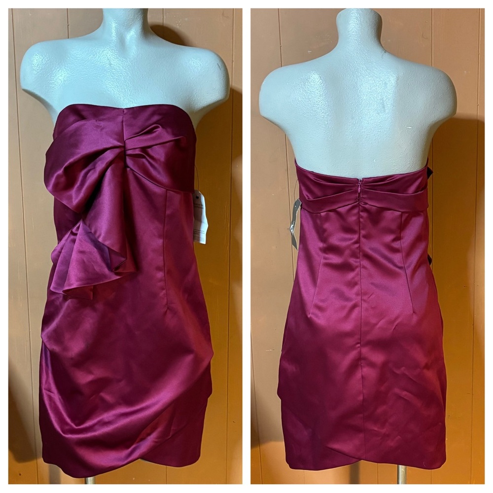 NWT ABS Allen Schwartz Wine Cranberry Strapless Dress 6